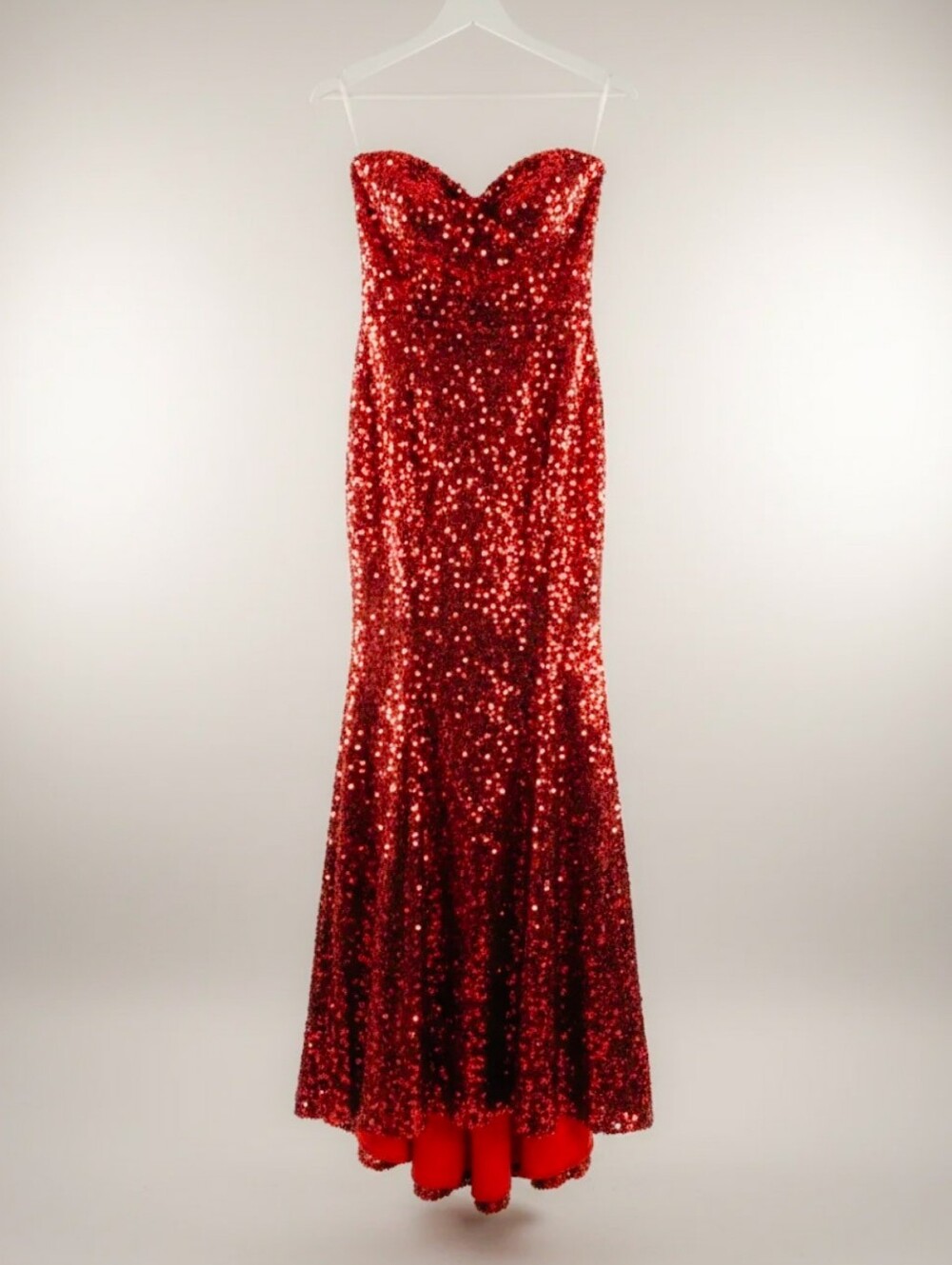 Fashion Nova Nova Luxe Strapless Red Sequin Evening Gown - Picture 2 of 7